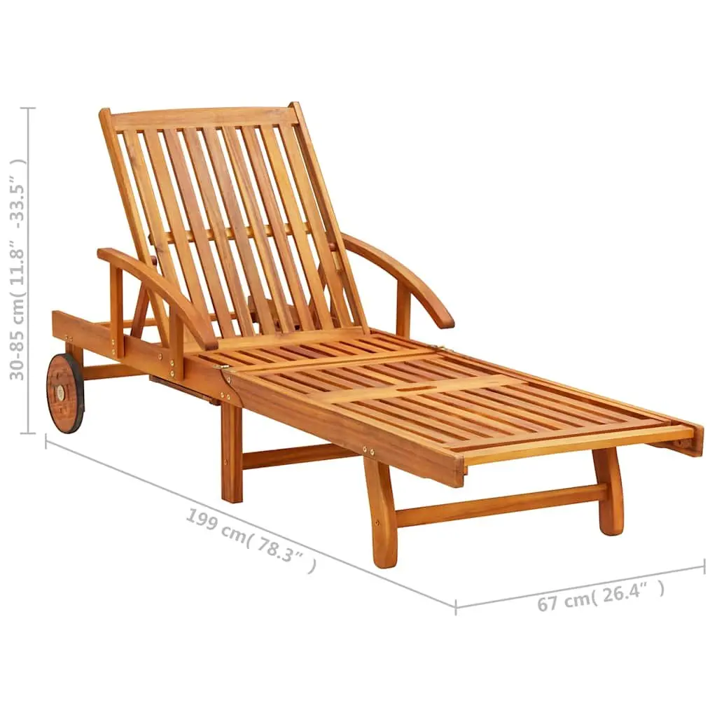 Sun Loungers Brown 2 Piece Solid Wood Acacia Outdoor Garden Patio Lounge Chair Set