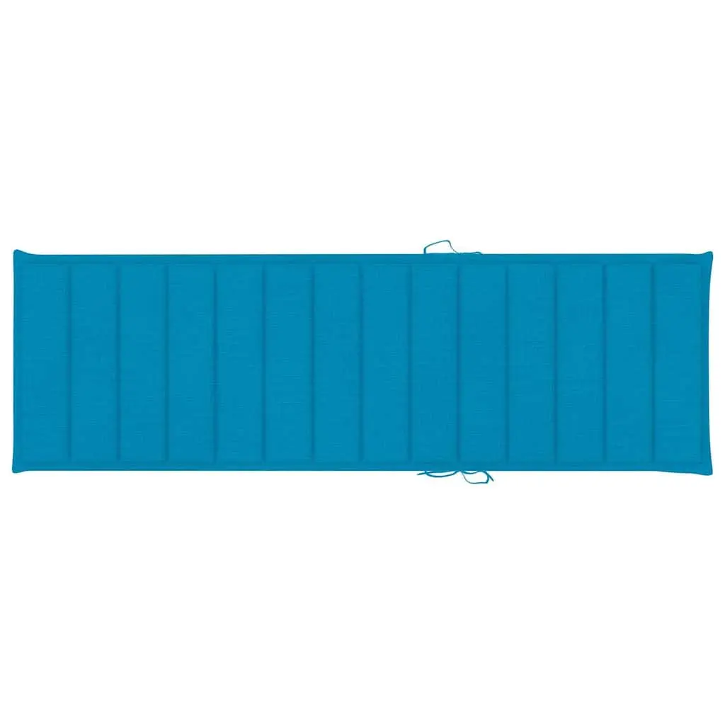 Sun Lounger Blue 2pc Set Solid Acacia Wood Adjustable Foldable Wheeled Outdoor Patio Daybed with Cushions