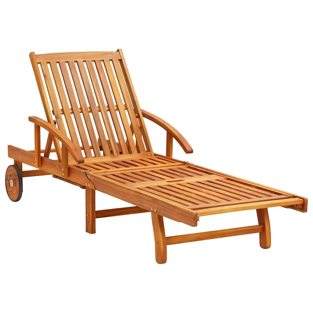 Sun Lounger 2 pcs Outdoor Garden Patio Daybed Adjustable Backrest Wheels Taupe