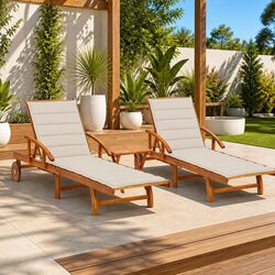 Stylish Sun Loungers Set with Table & Cushions Included