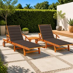 Concise Sun Lounger Set: Two Loungers, One Table