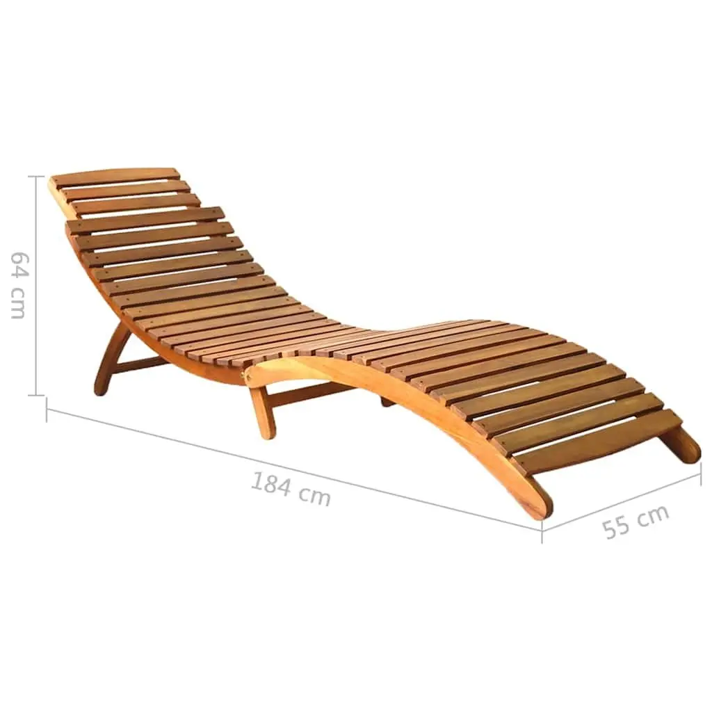 Sun Lounger Set 2 pcs Solid Wood Acacia Outdoor Garden Patio Daybed Folding