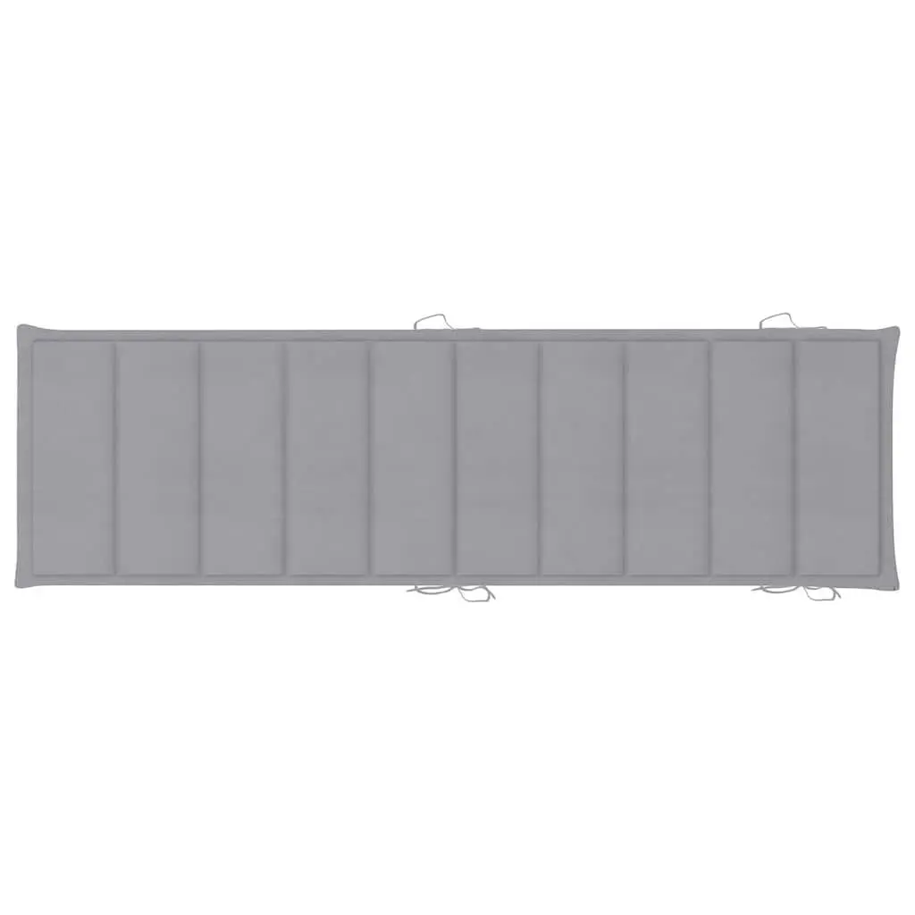 Sun Lounger Set Grey 2 pcs Wooden Garden Patio Folding with Table Cushions