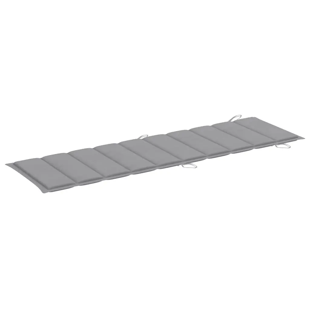 Sun Lounger Set Grey 2 pcs Wooden Garden Patio Folding with Table Cushions