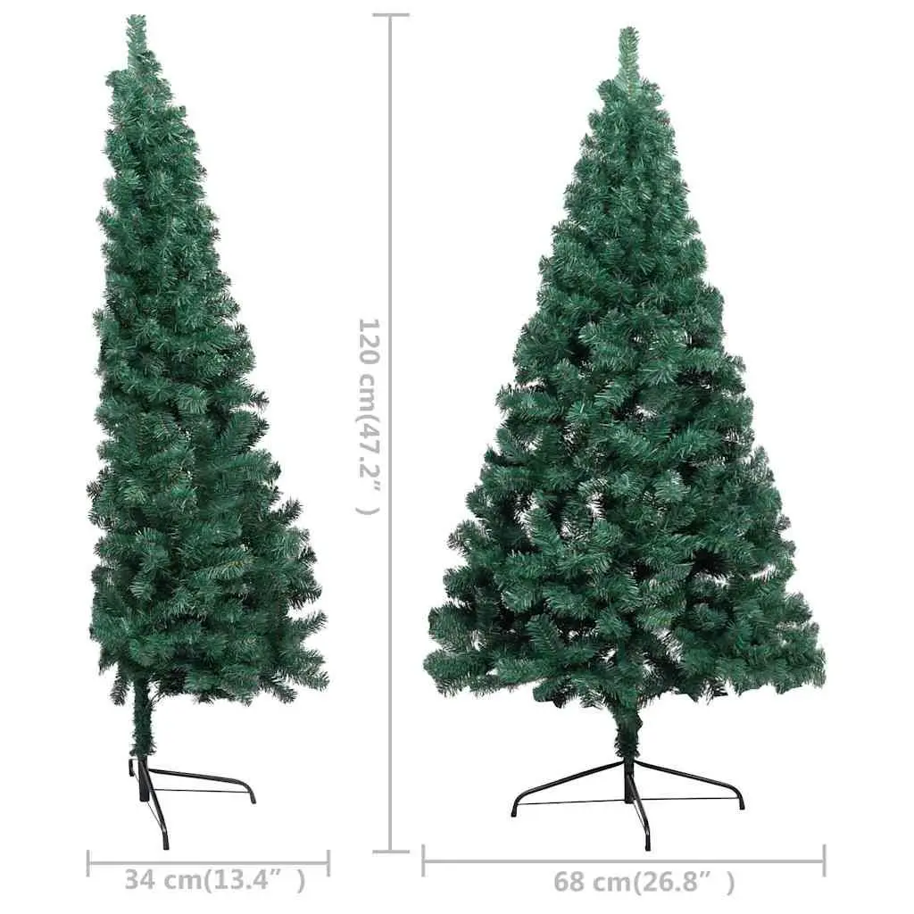 Artificial Half Christmas Tree Pre-lit LED Green 120cm Indoor Holiday Decor