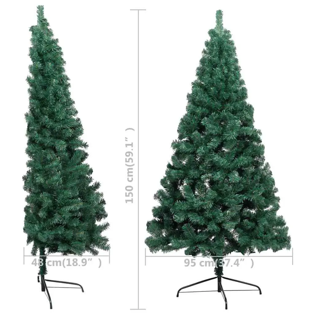 Half Christmas Tree 150cm Artificial Pre-lit Green PVC Holiday Seasonal