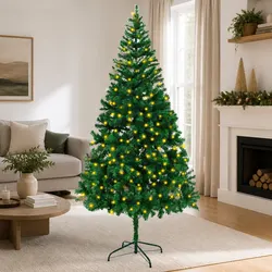 210cm Green Pre-lit Christmas Tree for Holiday Decor