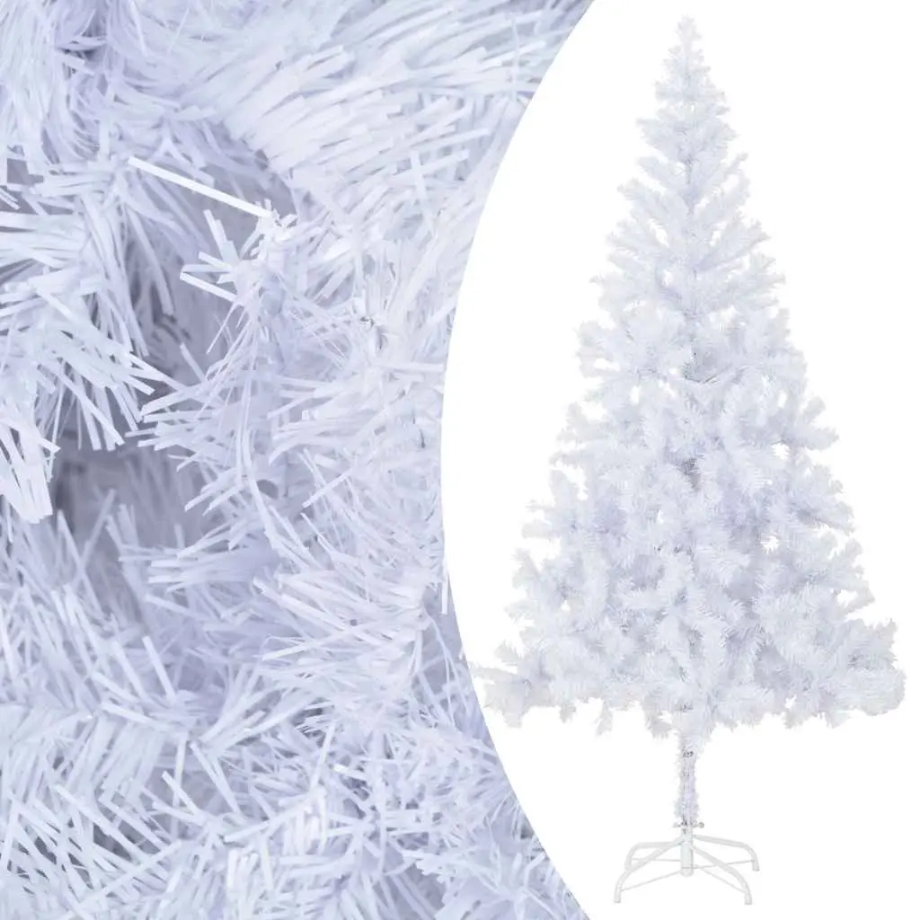 Artificial Christmas Tree White 210cm Pre-lit with LED Lights 910 Branch Tips Indoor Holiday Decoration