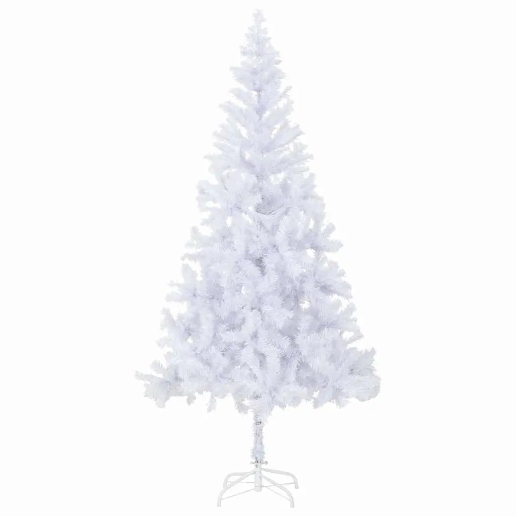 Artificial Christmas Tree White 210cm Pre-lit with LED Lights 910 Branch Tips Indoor Holiday Decoration