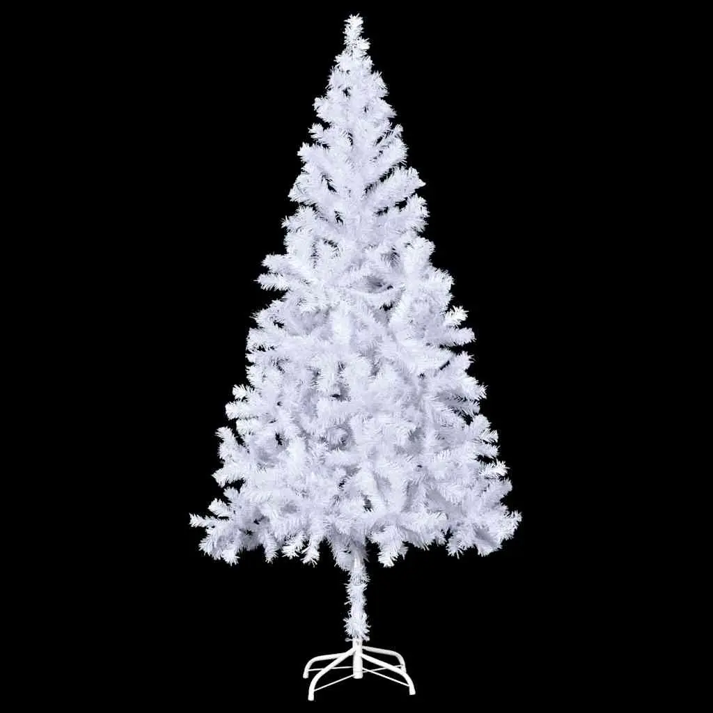 Artificial Christmas Tree White 210cm Pre-lit with LED Lights 910 Branch Tips Indoor Holiday Decoration