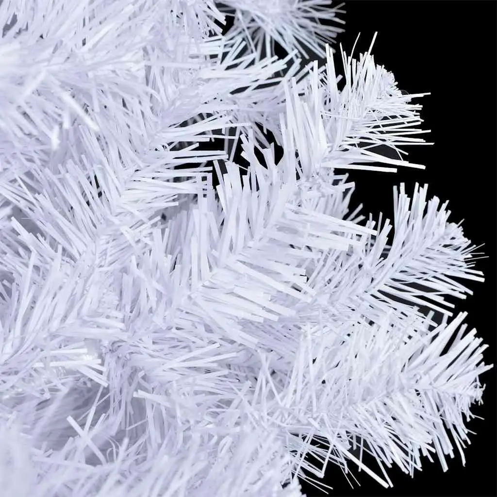 Artificial Christmas Tree White 210cm Pre-lit with LED Lights 910 Branch Tips Indoor Holiday Decoration