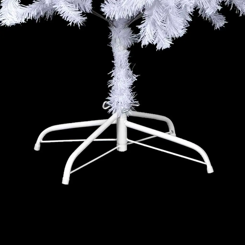 Artificial Christmas Tree White 210cm Pre-lit with LED Lights 910 Branch Tips Indoor Holiday Decoration