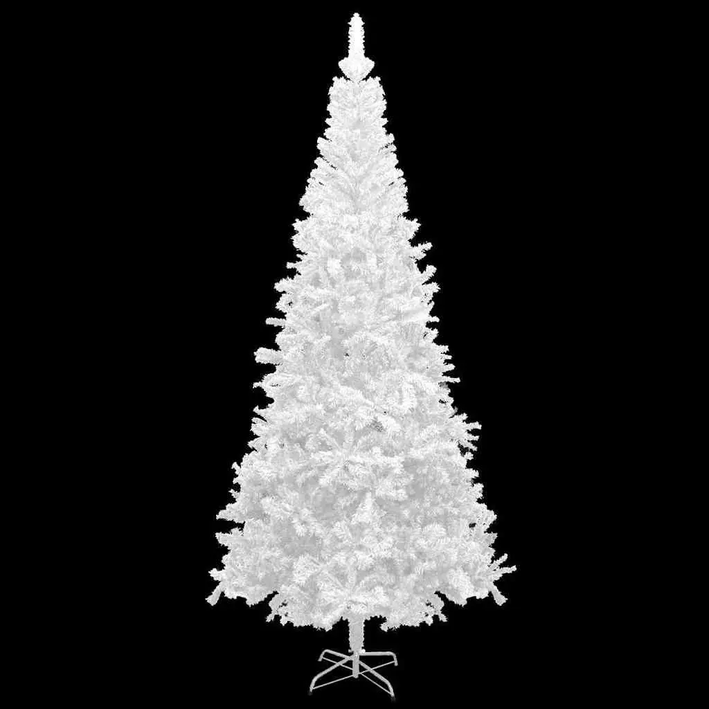 Artificial Christmas Tree White 240cm Pre-lit with 1300 Branch Tips for Holiday Decor