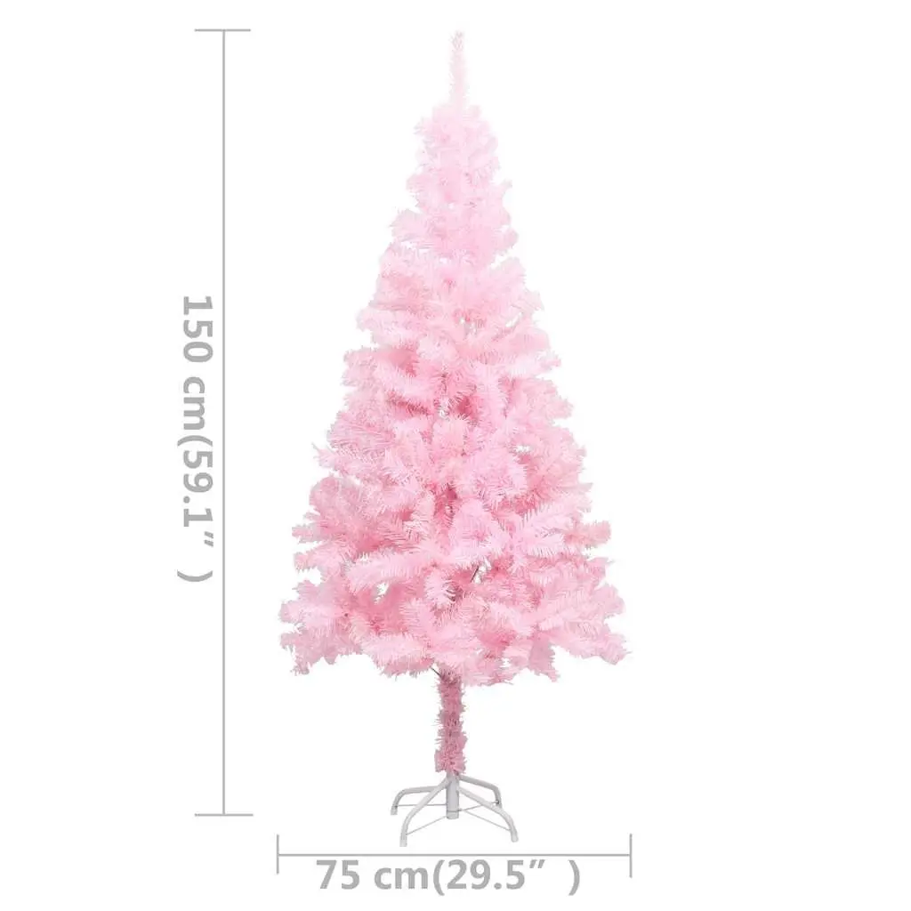 Artificial Christmas Tree Pink 150cm Pre-lit LED Lights with Stand