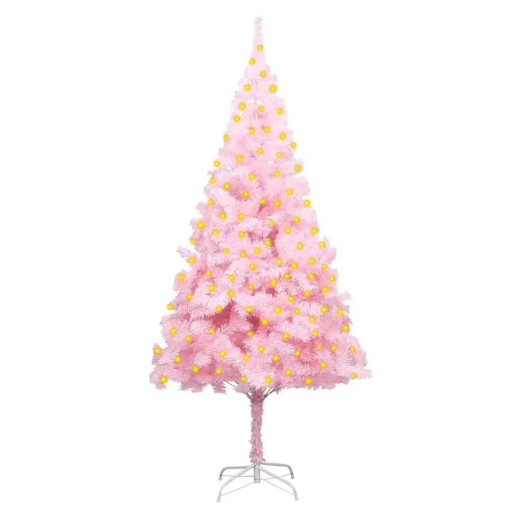 Artificial Christmas Tree Pink 180cm Pre-lit LED Lights with Stand