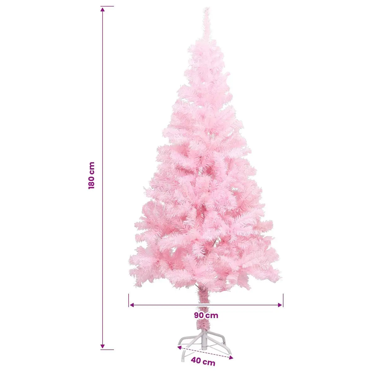 Artificial Christmas Tree Pink 180cm Pre-lit LED Lights with Stand