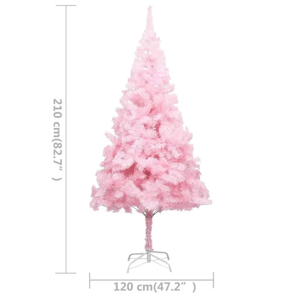 Artificial Christmas Tree Pink 210cm Pre-lit LED Indoor Holiday Decoration