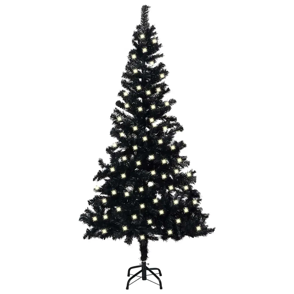 Artificial Christmas Tree Black 120cm Pre-lit with LED Lights