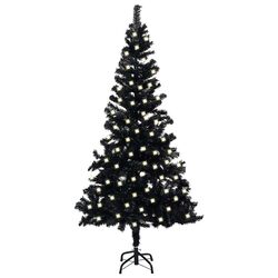 Compact 120cm Black Christmas Tree with LED Lights