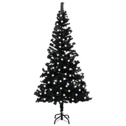 Compact 120cm Black Christmas Tree with LED Lights