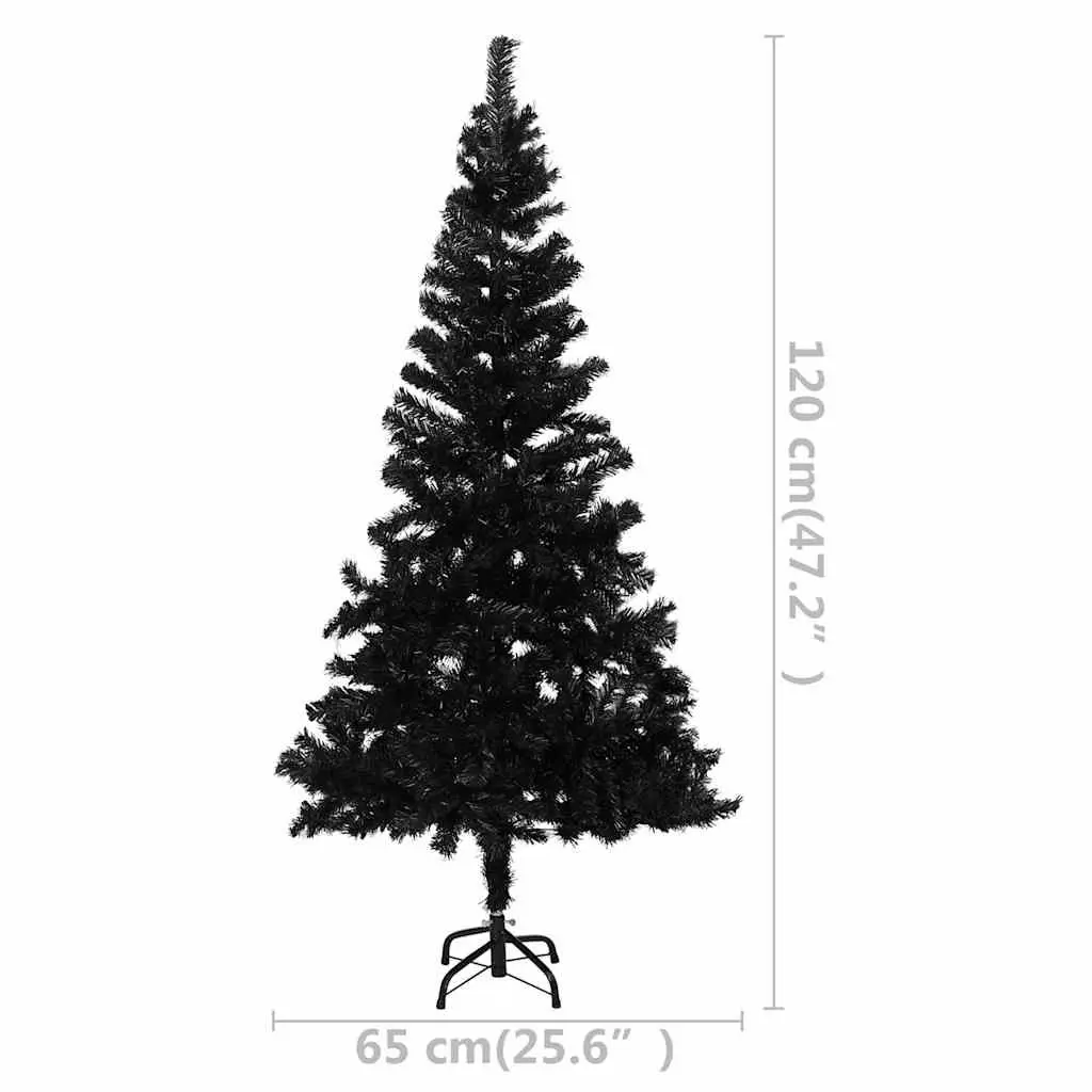 Artificial Christmas Tree Black 120cm Pre-lit with LED Lights