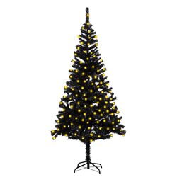 180cm Black Pre-lit Christmas Tree