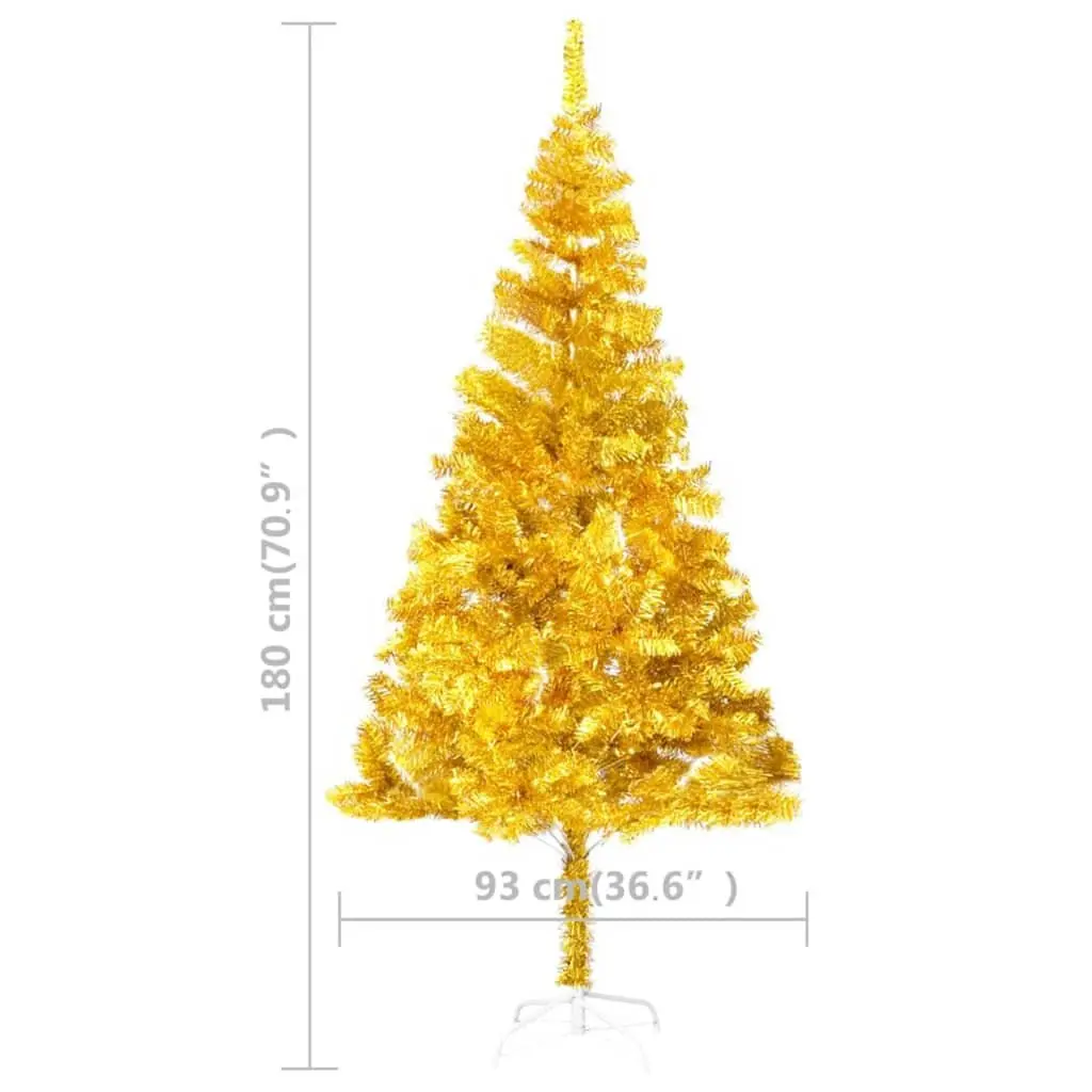 Artificial Pre-lit Christmas Tree 180cm Gold LED Lights Holiday Seasonal Decor