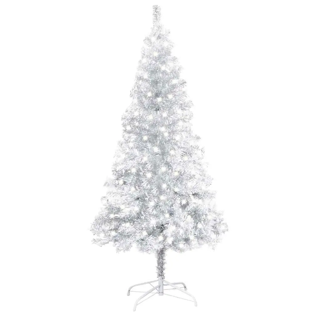 Artificial Christmas Tree Silver 120cm Pre-lit with LED Lights