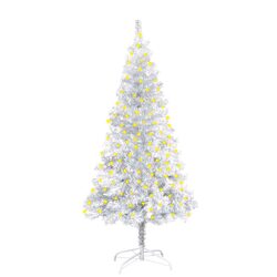 Silver Artificial Pre-lit Christmas Tree 150 cm with Stand LED Lights Holiday