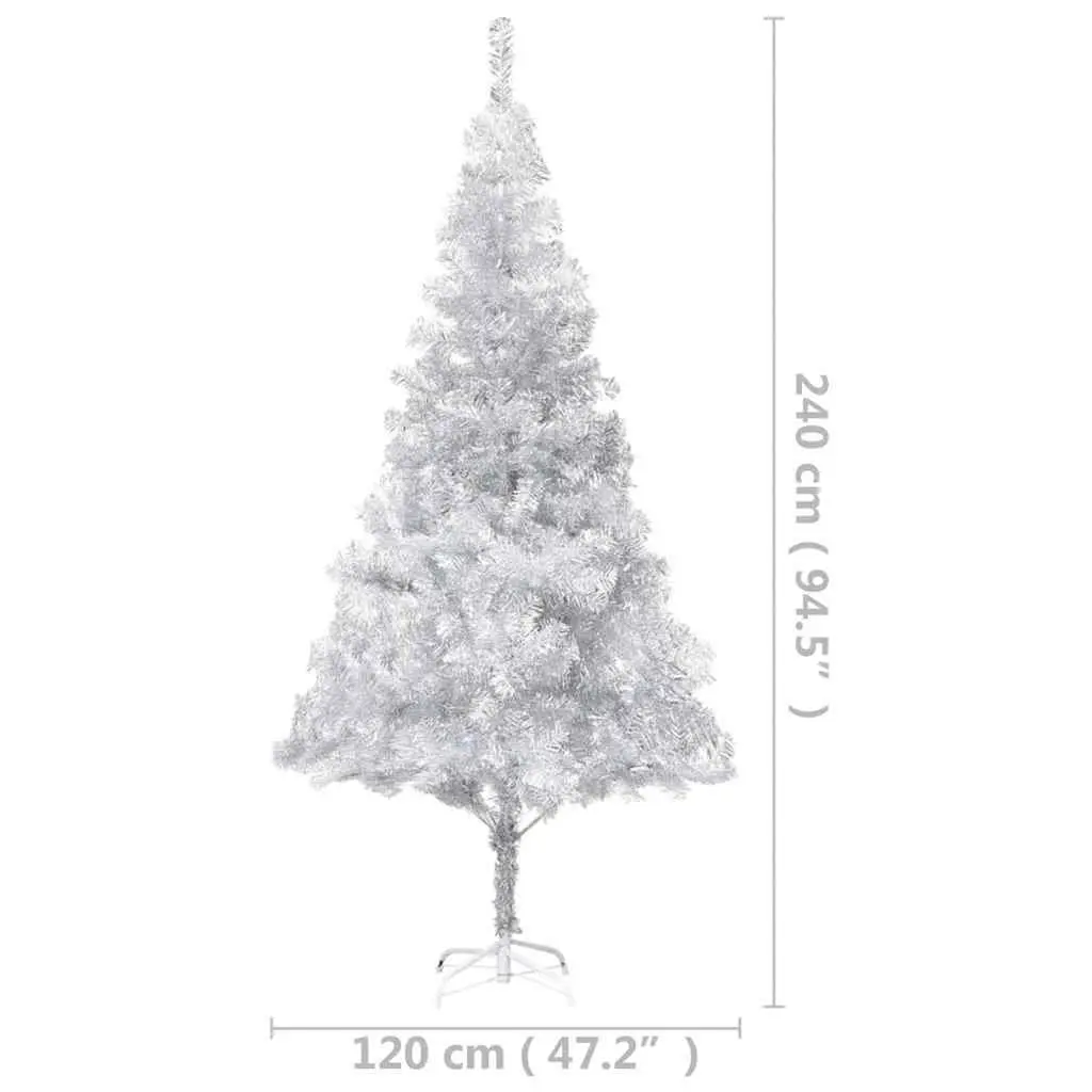 Artificial Christmas Tree Silver 240cm Pre-lit LED Lights