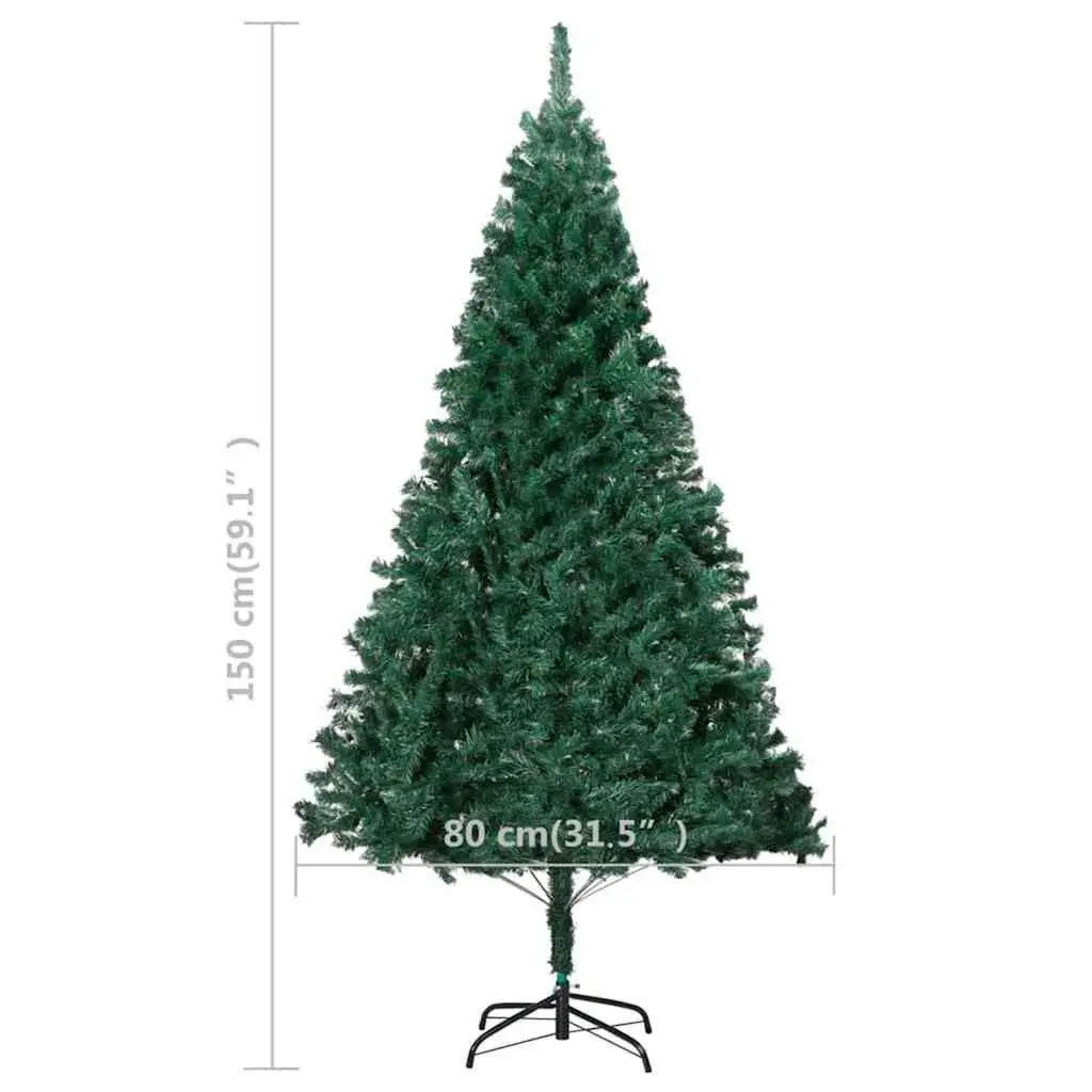 Artificial Christmas Tree Green 150cm Pre-lit LED Lights Thick Branches