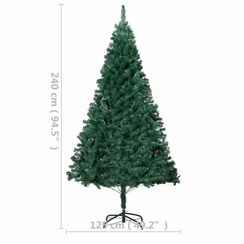 Artificial Christmas Tree Green 240cm Extra Thick Branches Adjustable with LED Lights