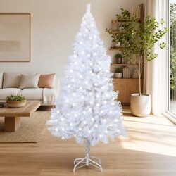 Compact 120cm White Christmas Tree with LED Lights