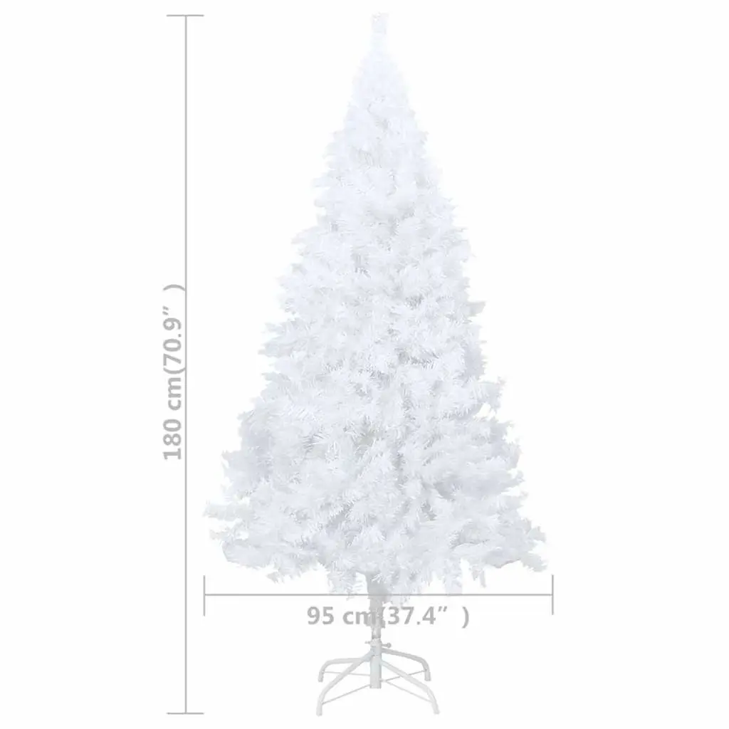Artificial Christmas Tree White 180cm Pre-lit LED Lights Thick Branches