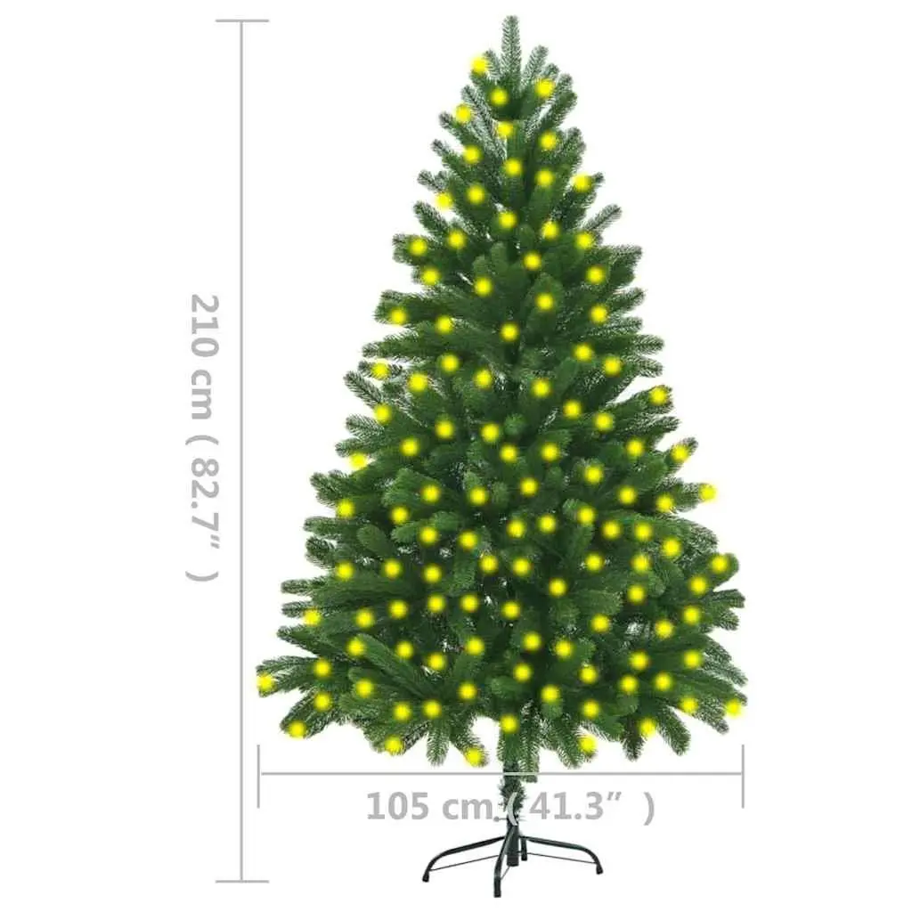 Artificial Pre-lit Christmas Tree 210cm Green LED Lights Holiday Home Decor