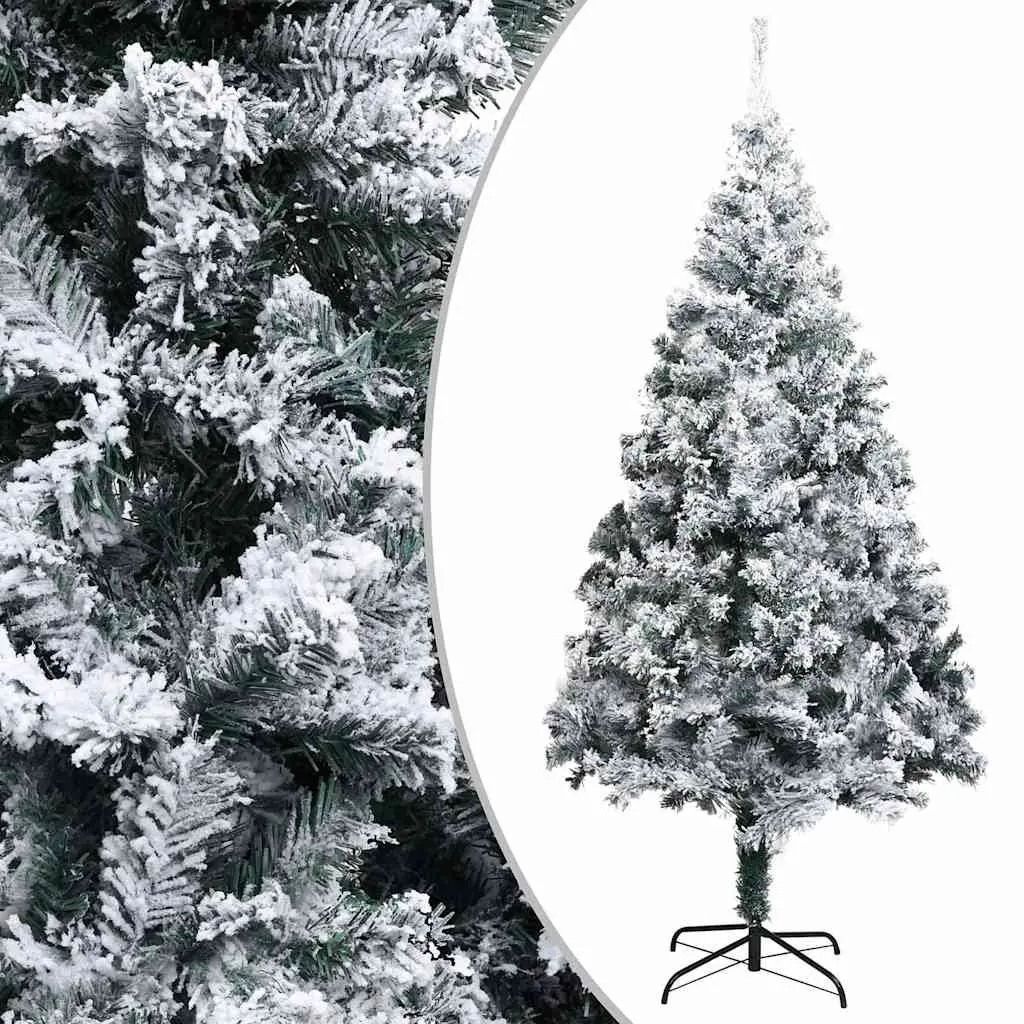 Artificial Christmas Tree Green 300cm Pre-lit LED Lights Flocked Snow Effect