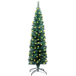 Compact and Bright: 150cm Slim Pre-lit Christmas Tree