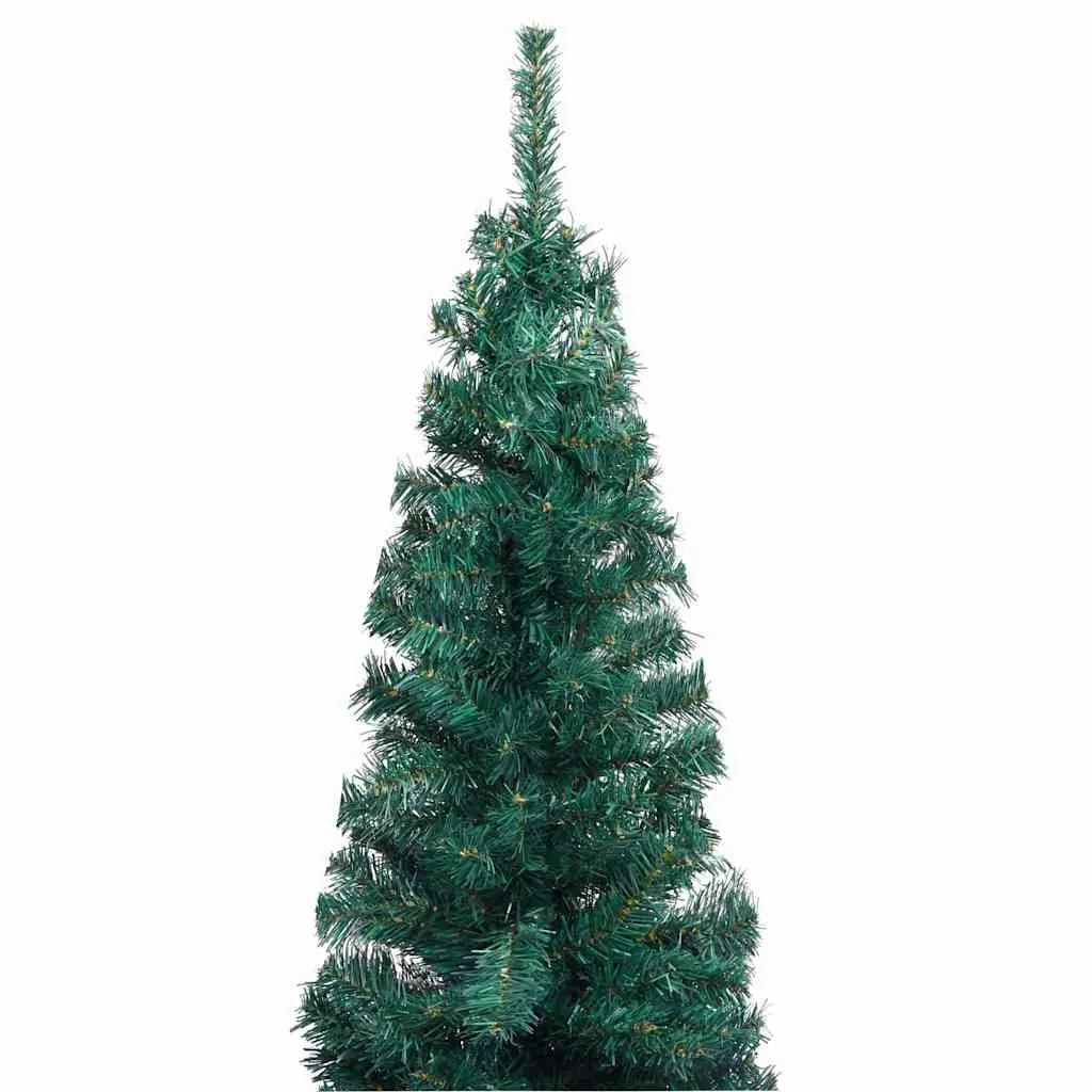 Slim Artificial Christmas Tree Green 180cm Pre-lit with LED Lights