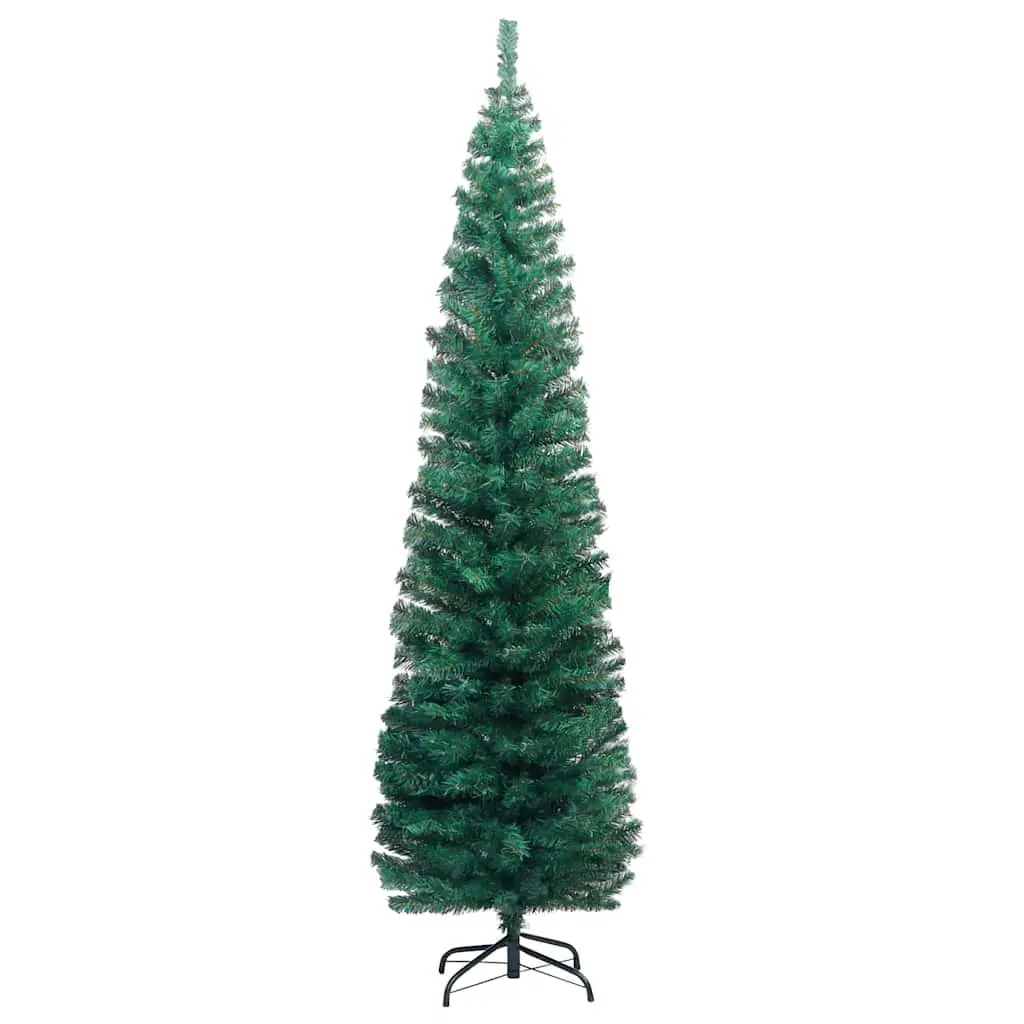 Slim Artificial Christmas Tree Green 240cm Pre-lit LED Lights