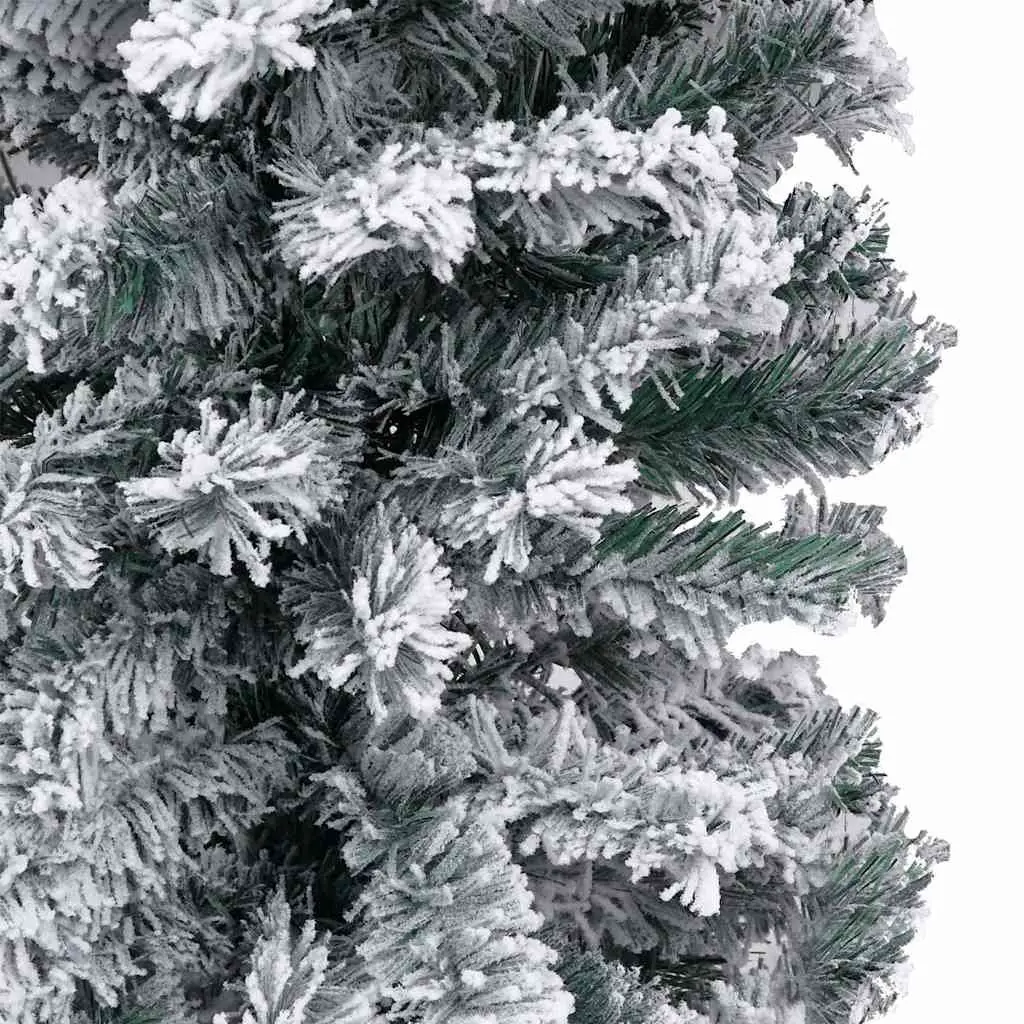 Slim Christmas Tree Green 210cm Pre-lit LED Flocked Snow Artificial PVC