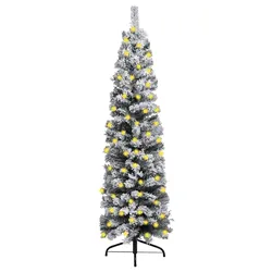 240cm Slim Christmas Tree with LED Lights - Simple and Elegant