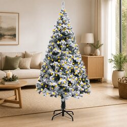 Compact and Elegant Flocked Christmas Tree for Festivities