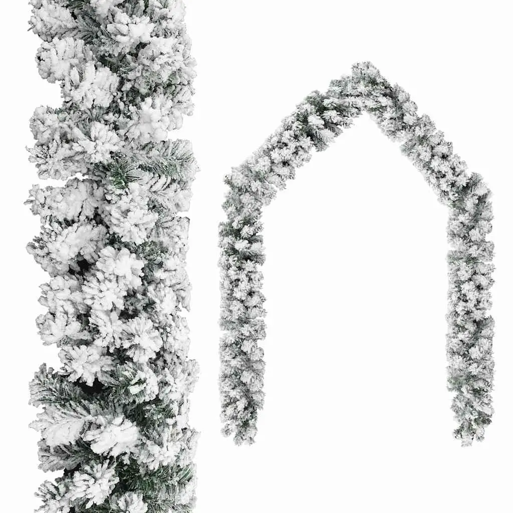 Christmas Garland Green 5m Flocked Snow with LED Lights