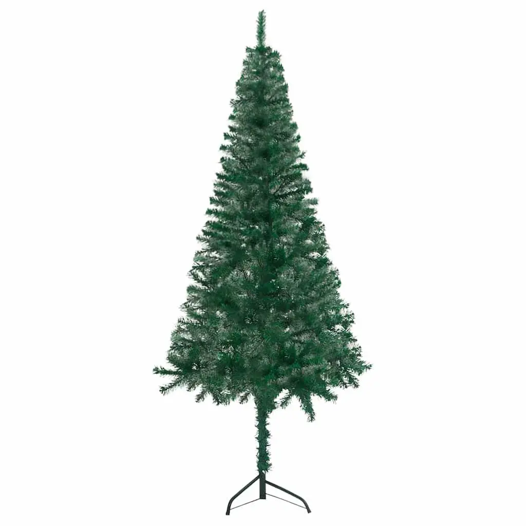 Pre-lit Green Corner Christmas Tree 180cm with Adjustable Branches and LED Lights