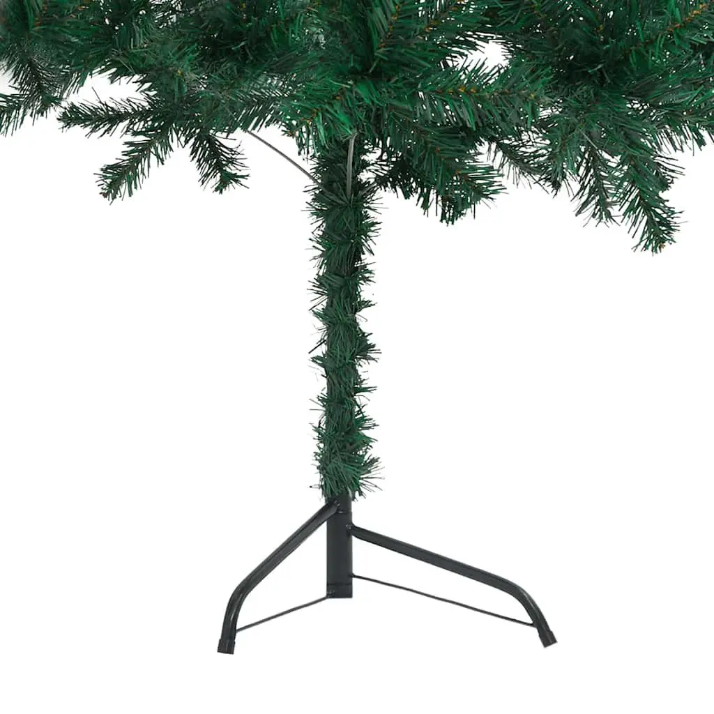 Pre-lit Green Corner Christmas Tree 180cm with Adjustable Branches and LED Lights