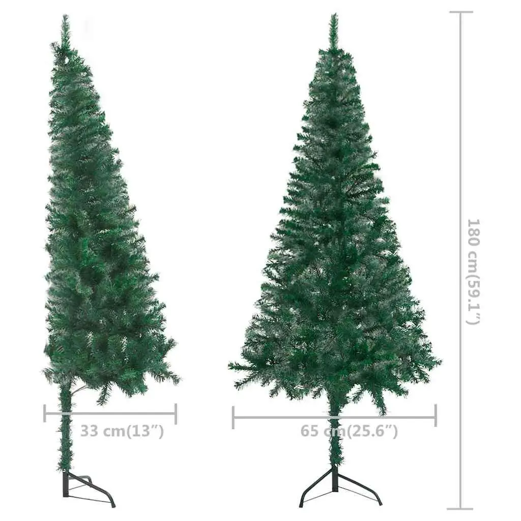 Pre-lit Green Corner Christmas Tree 180cm with Adjustable Branches and LED Lights