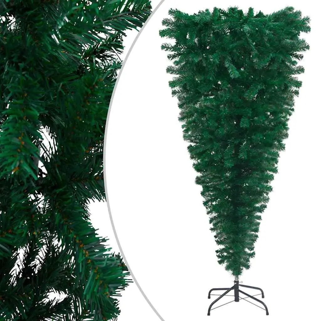 Upside-Down Artificial Pre-Lit Christmas Tree Green 180cm Holiday Seasonal Decor
