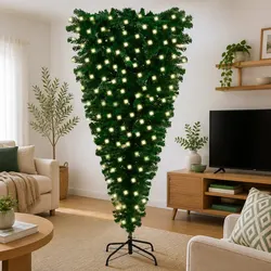240cm Upside-Down Christmas Tree with Pre-lit LEDs