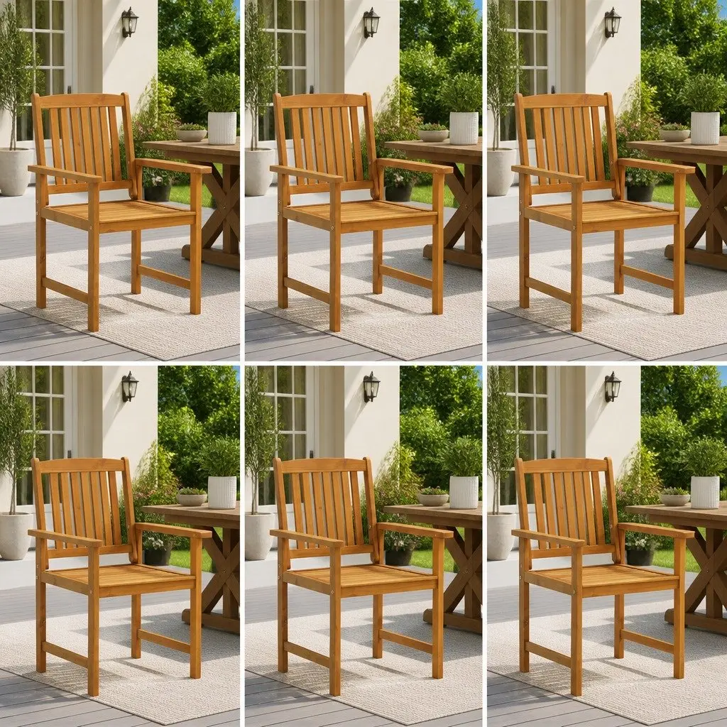 Outdoor Chairs Set 6 pcs Garden Seating Solid Wood Brown Patio Furniture