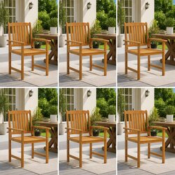 Compact 6-Piece Solid Wood Outdoor Chair Set